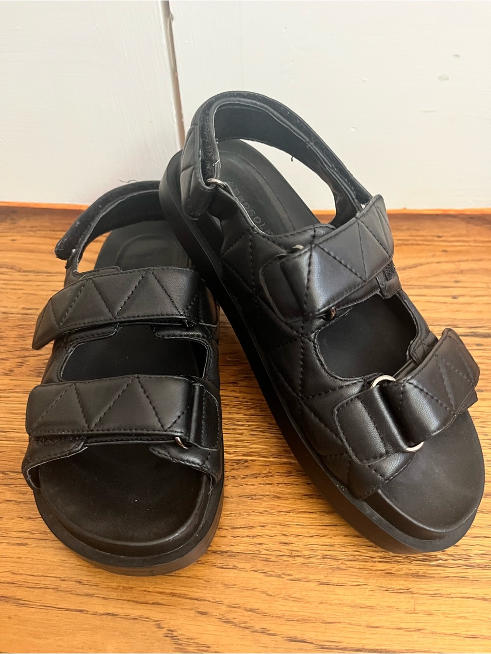 Quilted “Dad” Sandals in Black - Picture 1 of 7